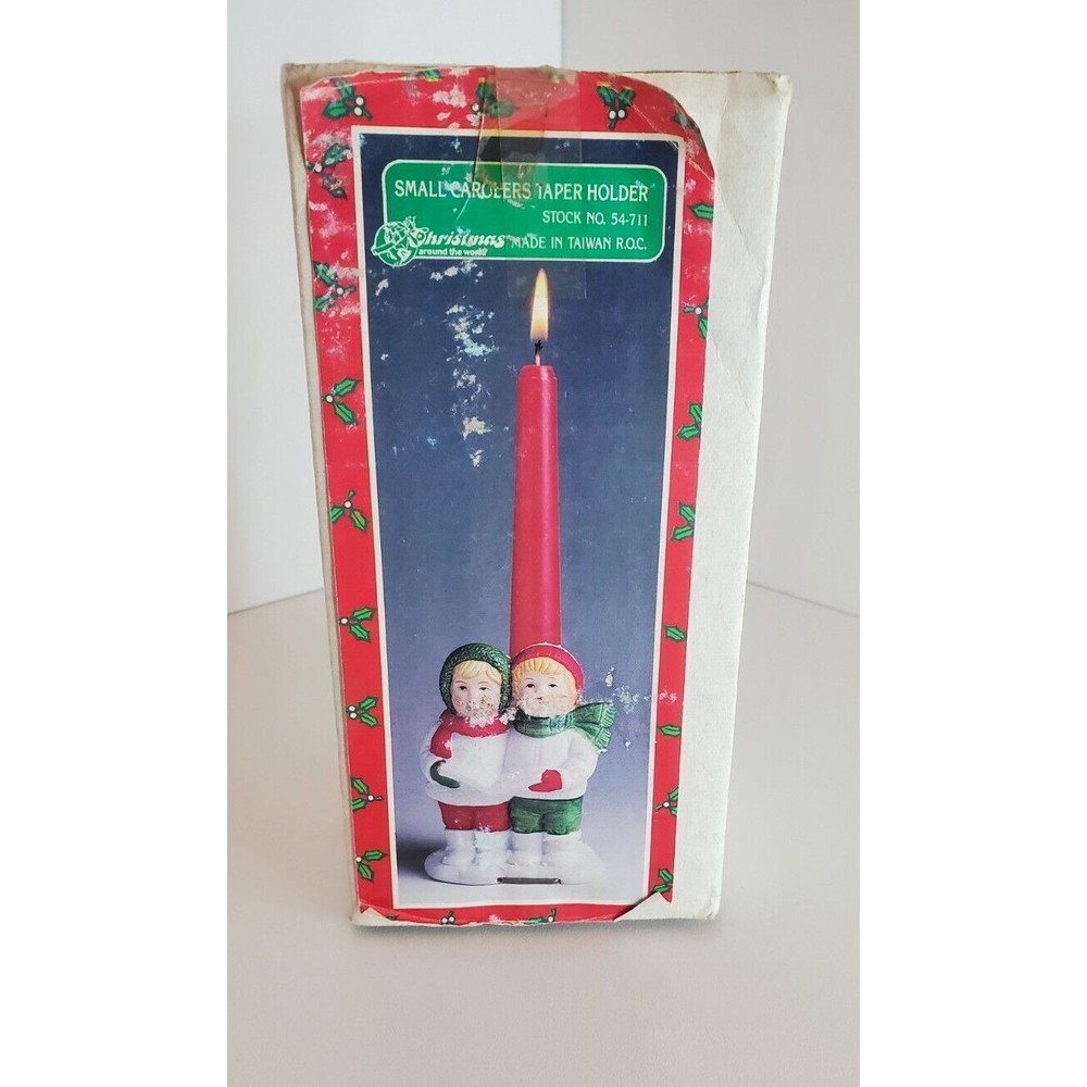 Christmas Around The World Taiwan Carolers Taper Holder In Original Box 3.5”